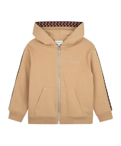 Lanvin Chevron-tape Zip-up Hoodie In Brown