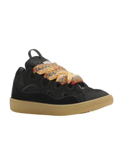 Lanvin Logo Lace Up Casual Sports Shoes In Black