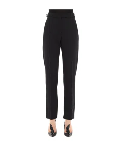 Lanvin Cigarette Pleated Trousers In Black