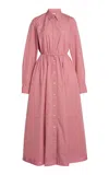 Lanvin Cinched-waist Cotton Midi Dress In Pink