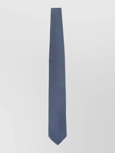 Lanvin Circle Dot Silk Tie Slim Design In Blue