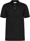 Lanvin Collared Shirt With Ribbed Cuffs And Short Sleeves In Black