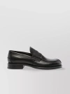 LANVIN CLASSIC ROUND TOE LEATHER LOAFERS WITH STACKED HEEL