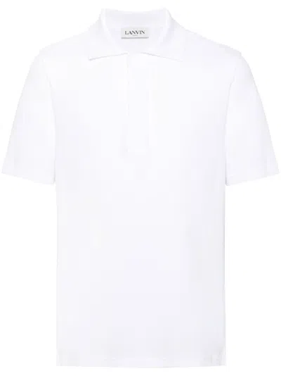 Lanvin Blue Regular Cotton Polo For Men In White