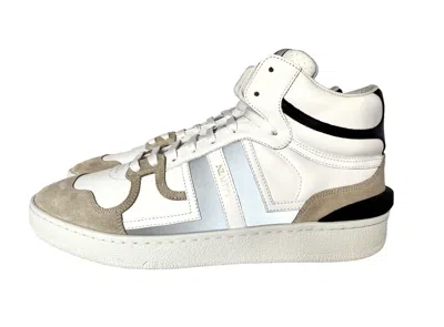 Pre-owned Lanvin Clay High Top Sneakers Leather White/ Silver Us Size 10 Eu 43 Box