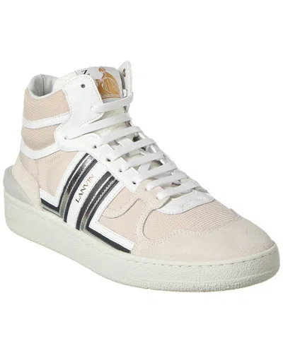 Lanvin Men's Clay Colorblock Mix-leather High-top Sneakers In White