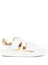 Lanvin Mesh Clay Leather Sneakers In White