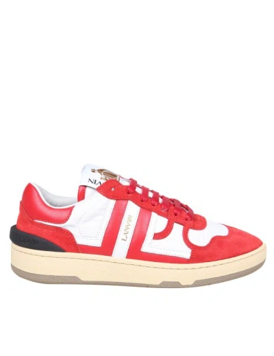Lanvin Clay Low Top Sneakers In Leather And Nylon Color White/red In Multi