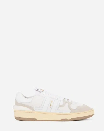 Lanvin Two-tone Leather And Fabric Clay Sneakers In White