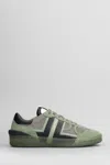 Lanvin Clay Sneakers In Green Suede And Fabric