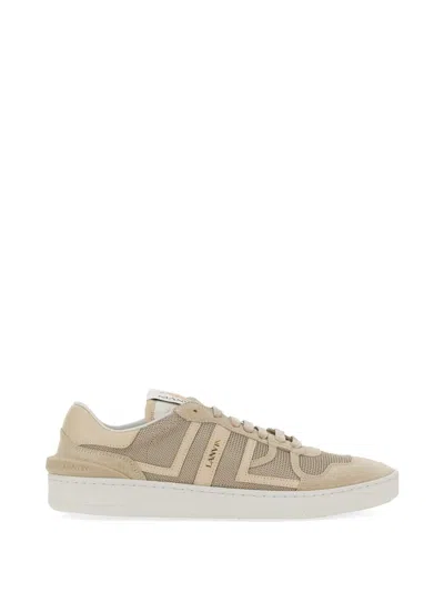 Lanvin Clay Sneakers In Mesh And Leather In Neutral