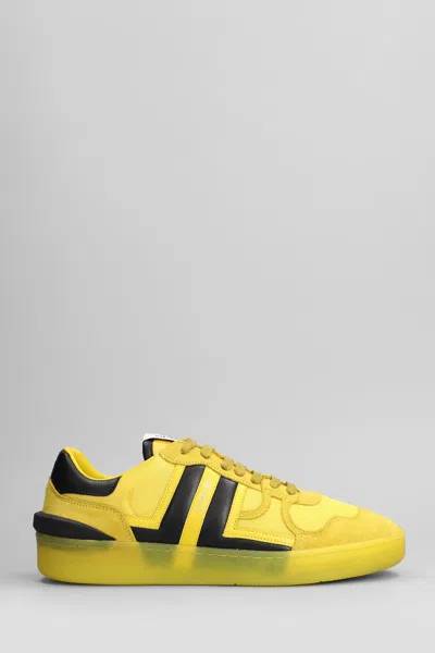 LANVIN CLAY SNEAKERS IN YELLOW SUEDE AND FABRIC