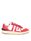 Lanvin Clay Low Top Sneakers In Leather And Nylon Color White/red In Red