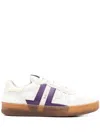 Lanvin 'clay' White Sneaker With Mesh Inserts And Side Striped Detail In Leather Unisex In White