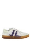 Lanvin 'clay' White Sneaker With Mesh Inserts And Side Striped Detail In Leather Unisex In White
