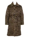 Lanvin Long Animal Print Coat With Belted Waist In Animal Print