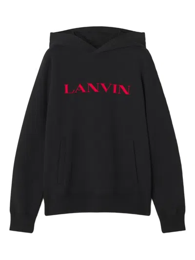 Lanvin Logo Print Hooded Sweatshirt In Black