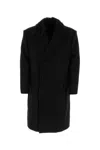 Lanvin Double-breasted Belted Wool Blend Coat In Black