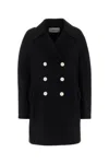 Lanvin Sophisticated Woolen Double-breasted Coat With Peak Lapels In Black