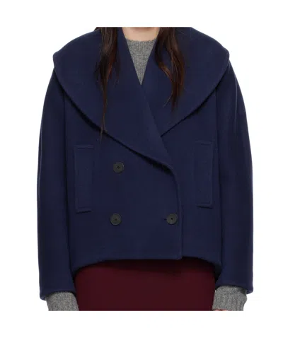 Lanvin Navy Cocoon Peacoat In Midnight Blue