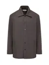 Lanvin Logo Embroidered Buttoned Shirt In Grey