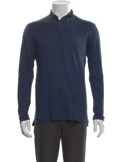 Pre-owned Lanvin Collar Long Sleeve Polo Shirt In Blue