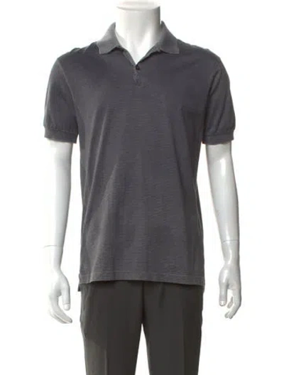 Pre-owned Lanvin Collar Short Sleeve Polo Shirt In Blue