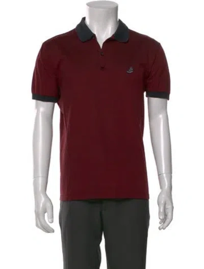 Pre-owned Lanvin Collar Short Sleeve Polo Shirt In Burgundy