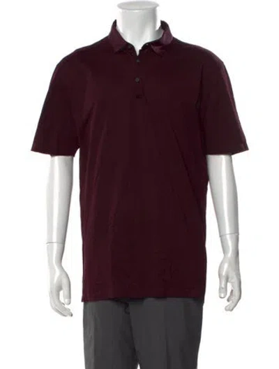 Pre-owned Lanvin Collar Short Sleeve Polo Shirt In Burgundy