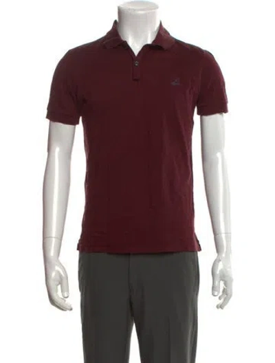 Pre-owned Lanvin Collar Short Sleeve Polo Shirt In Burgundy