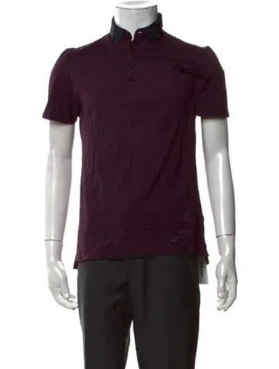 Pre-owned Lanvin Collar Short Sleeve Polo Shirt In Purple
