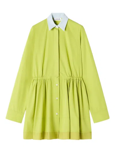 Lanvin Collared Buttoned Mini Dress In Green