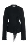 Lanvin Collarless Wool-blend Jacket In Black
