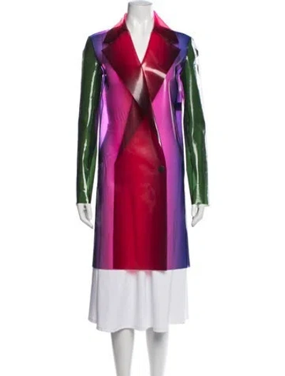 Pre-owned Lanvin Colorblock Pattern Coat In Red