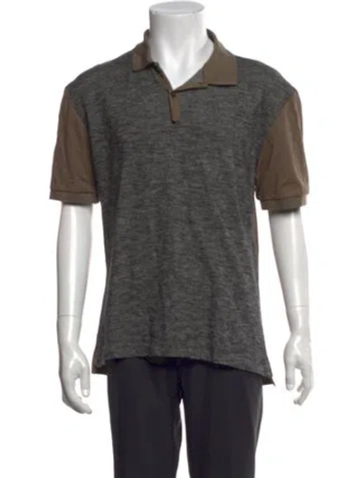 Pre-owned Lanvin Colorblock Pattern Collar Polo Shirt In Green