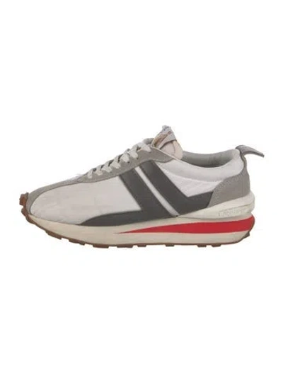 Pre-owned Lanvin Colorblock Pattern Leather Trim Embellishment Athletic Sneakers In White