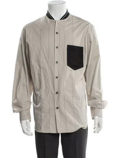Pre-owned Lanvin Colorblock Pattern Long Sleeve Shirt In Gray