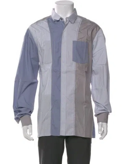 Pre-owned Lanvin Colorblock Pattern Long Sleeve Shirt In Purple