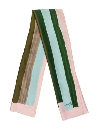 Pre-owned Lanvin Colorblock Pattern Scarf In Green