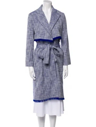 Pre-owned Lanvin Colorblock Pattern Trench Coat In Blue