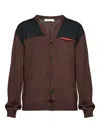 Lanvin Colourblock Chest-pocket Cardigan In Brown