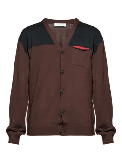 LANVIN COLOURBLOCK CHEST-POCKET CARDIGAN
