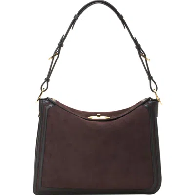 Lanvin Compagnon Asymmetrical Bag In Suede In Brown