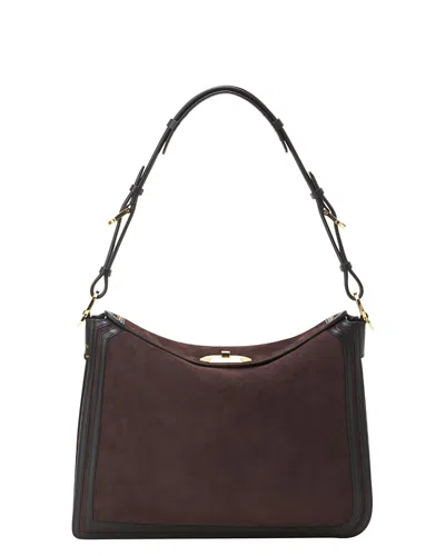 Lanvin Compagnon Asymmetrical Bag In Suede In Brown