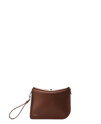 Lanvin Compagnon Asymmetrical Leather Clutch Bag In Burgundy