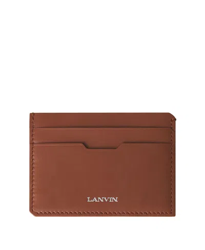 Lanvin Compagnon Leather Cardholder In Brown