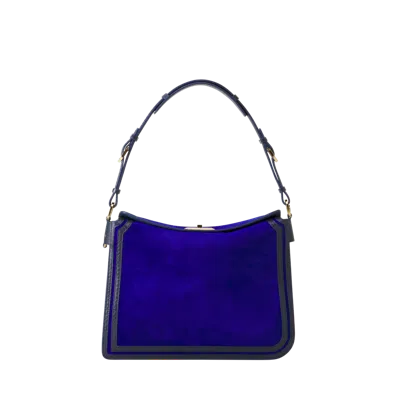 Lanvin Compagnon Medium Asymmetrical Bag In Suede In Blue