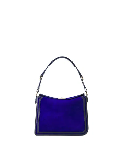 Lanvin Compagnon Medium Asymmetrical Suede Bag In Blue