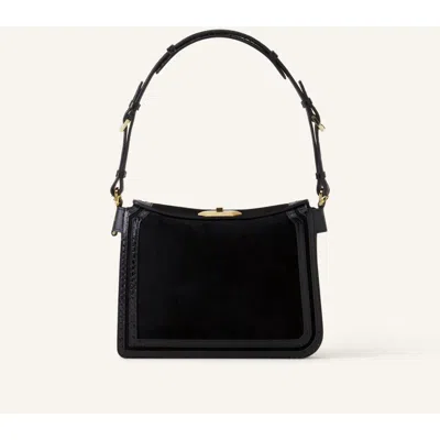 Lanvin Compagnon Small Asymmetrical Bag With A Python Finish In Black
