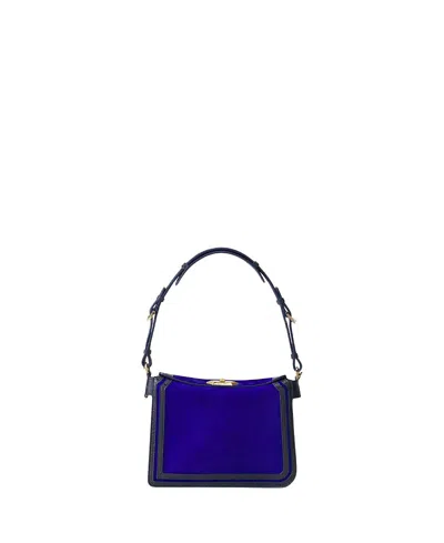 Lanvin Compagnon Small Asymmetrical Bag With A Python Finish In Blue